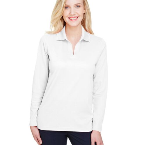 CrownLux Performance® Ladies' Plaited Long Sleeve Polo Vignette