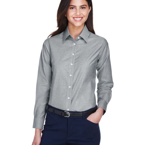Ladies' Long-Sleeve Oxford with Stain-Release Vignette